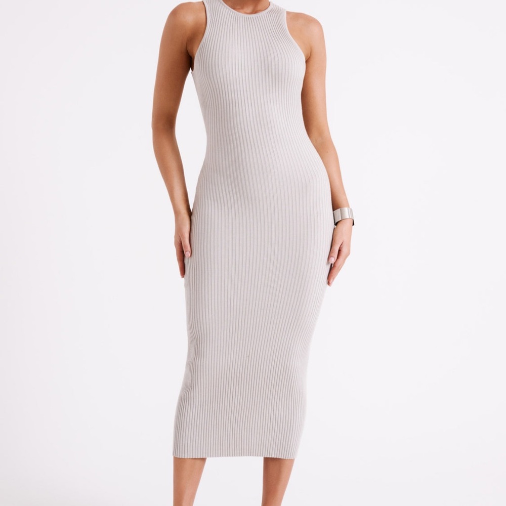 NWT white Meshki Sienna midi knit dress